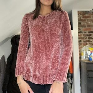 Orvis chenille mauve velvet soft knit sweater